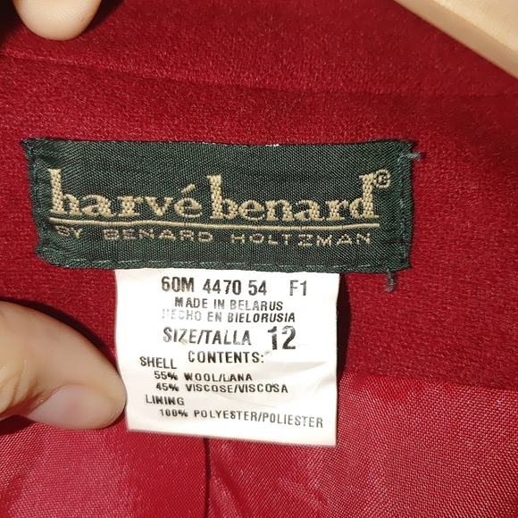 Harve Bernard Holtzman‎ Red Wool Blend Double Breasted Pea Coat Car 12 - Picture 6 of 8